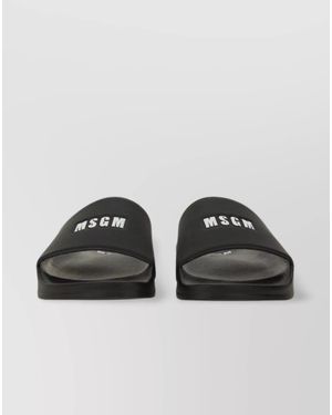 MSGM Logo Flat Sole Slide Sandal - Black