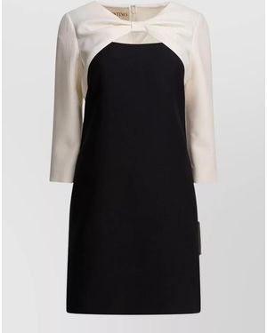 Valentino Crepe Couture Dress Bow Detail Knee Length - Black