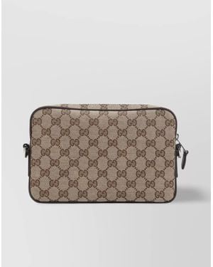 Gucci Polyester Shoulder Bag Leather Piping - Gray