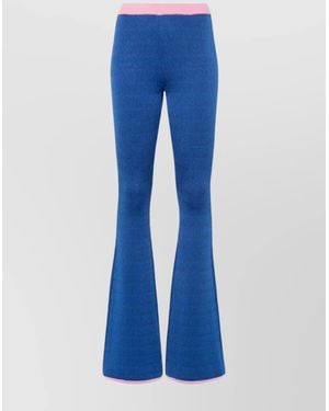 Bally Silk Patterned Jacquard Flared Trousers - Blue