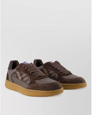 Burberry Leather And Suede Low-Top Sneakers - Brown