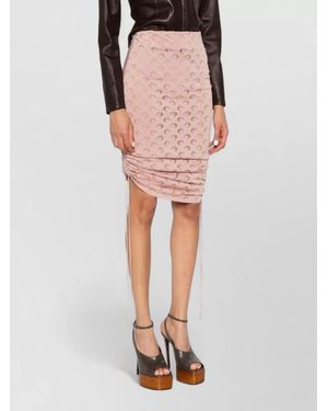 Marine Serre Moon Devore Skirt Ruched High Waist - Red