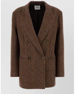 LE SULLY STUDIO Wool Double-Breasted Blazer - Brown