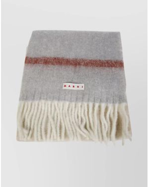 Marni Striped Mohair Blend Scarf - Grey