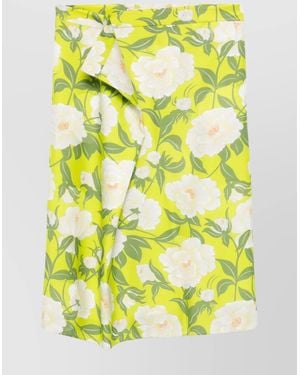 KENZO Logo Print Viscose Midi Wrap Skirt - Yellow