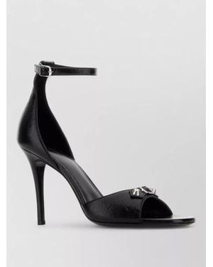 Balenciaga City Up Leather Sandals Ankle Strap - Black