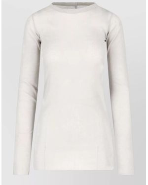 Rick Owens Long Sleeve Knit Top Round Neck - Natural