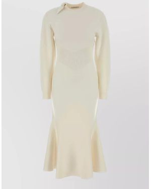Givenchy Stretch Wool Blend Dress Flared Hem - White