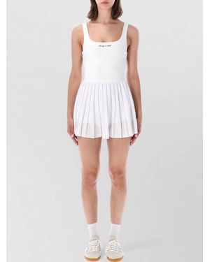 Sporty & Rich Stretch Pleated Open-Back Mini Dress - White