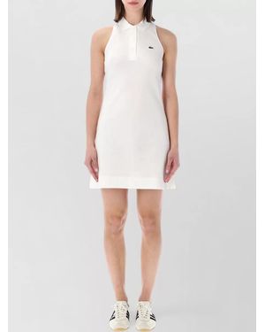 Lacoste Polo Collar Sleeveless Short Dress Design - White