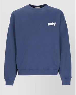 Autry Logo-Print Embroidered Cotton Sweatshirt - Blue