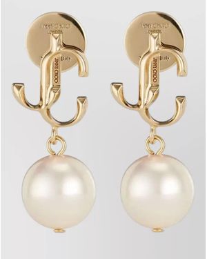 Jimmy Choo Metal Pearl Stud Earrings - Natural