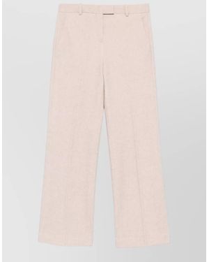 Circolo 1901 Cotton Blend Pants Mid Rise Straight Leg - Natural