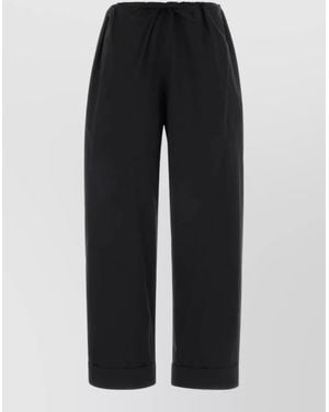 The Row Poplin Wide Leg Delano Cuffed Trousers - Black