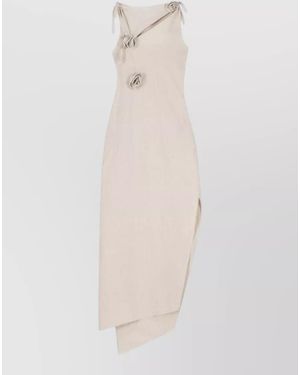 Coperni Linen Sleeveless Asymmetric Maxi Dress - White