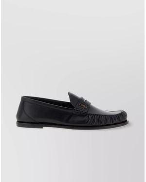 Saint Laurent Round Toe Rubber Sole Loafers - Black