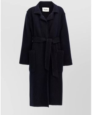 Max Mara 'Waist Belt Long Sleeves Textured Fabric' - Blue
