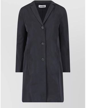 Jil Sander Long Sleeve Coat Notched Lapel Back Vent - Blue