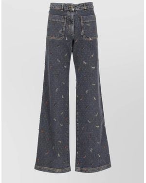 Etro Printed Straight-Leg Jeans - Blue