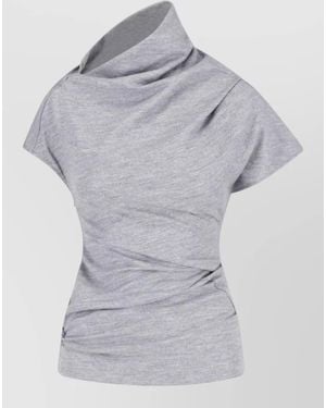 Entire studios Asymmetrical Neckline Shirt Draped Short Sleeves - Grey
