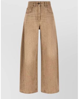 Brunello Cucinelli Denim Wide-Leg Jeans - Natural