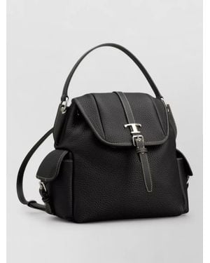 Tod's Mini Leather Bucket Backpack Contrast Stitching - Black