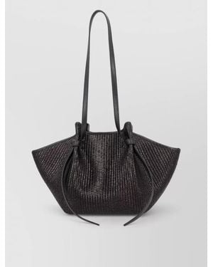 Yuzefi Shoulder Bag Structured Shape Long Handles - Black