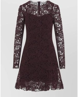 Ermanno Scervino Lace Mini Dress Fitted Bodice Silhouette - Purple