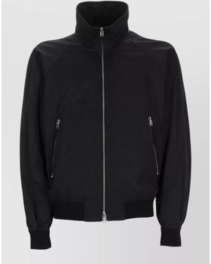 Tom Ford Coat High Collar Elastic Cuffs Hem - Black