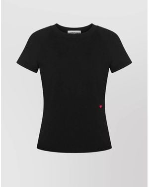 Moschino Heart Motif Crew Neck Cotton Top - Black