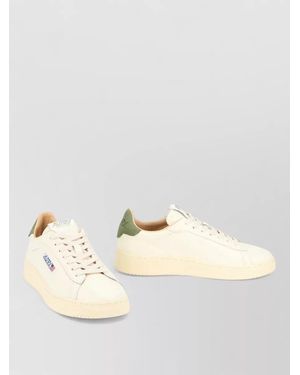 Autry Vintage Effect Lace Up Trainers Soft Leather - Natural