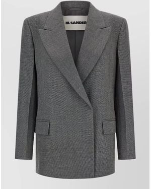 Jil Sander Wool Double-Breasted Blazer - Grey