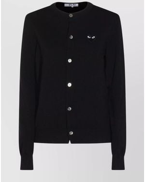 COMME DES GARÇONS PLAY Wool Long-Sleeve Cardigan - Black