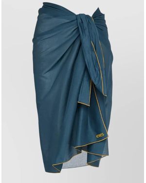 Eres Cotton Voile Sarong Contrast Trim Halter Neck - Blue