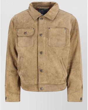 Polo Ralph Lauren Casual Jacket Adjustable Cuffs Flap Pockets - Natural