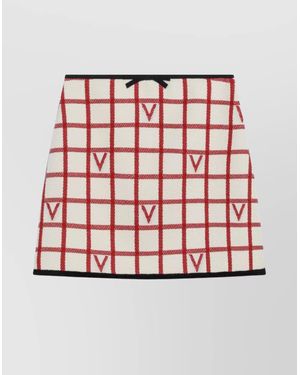 Valentino Checked A-Line Skirt - Red