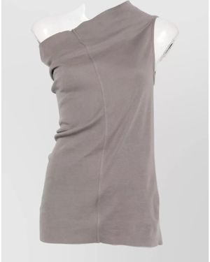 Rick Owens One Shoulder Draped Soft Fabric Top - Gray