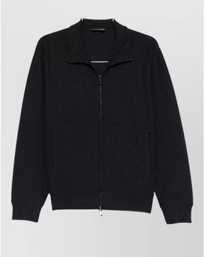 Emporio Armani Cotton Blend Sweatshirt High Collar Zip - Blue