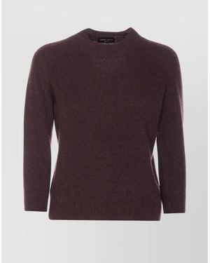 Roberto Collina Soft Textured Crewneck Sweater With Ribbed Cuffs - Purple