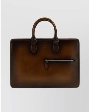 Berluti Briefcase Bag Featuring Adjustable Strap - Brown