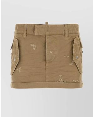 DSquared² Mini Canvas Skirt Belt Loops - Natural