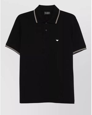 Emporio Armani Logo Polo Shirt Short Sleeve Contrast Collar - Black