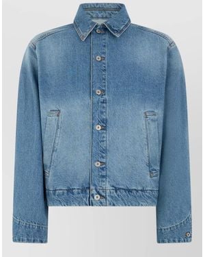 Jacquemus Cropped Denim Jacket Straight Cut Rolled Sleeves - Blue