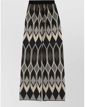 Circus Hotel Trousers Geometric Lamé Jacquard Wide Leg - Multicolour