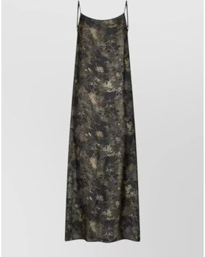 Uma Wang Anaya Midi Dress Pomegranate Print Straps - Grey