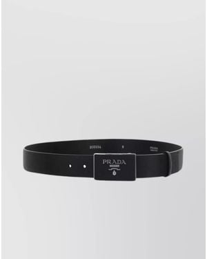 Prada Calfskin Belt Adjustable Metal Buckle - Black