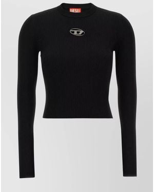 DIESEL Ribbed Slim-Fit Long-Sleeve Top - Black