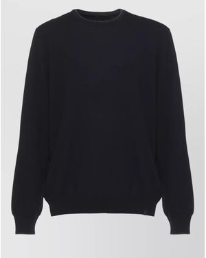 Fay Ribbed Crewneck Wool Jumper - Blue