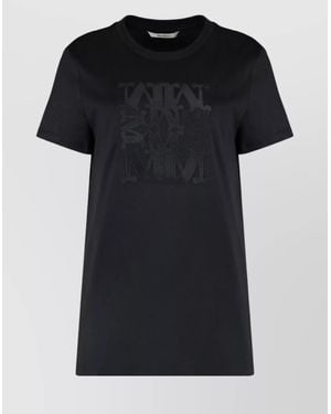 Max Mara Cotton Embroidered Short-Sleeve T-Shirt - Black