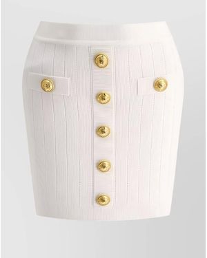 Balmain Ribbed-Knit High-Rise Mini Skirt - Natural
